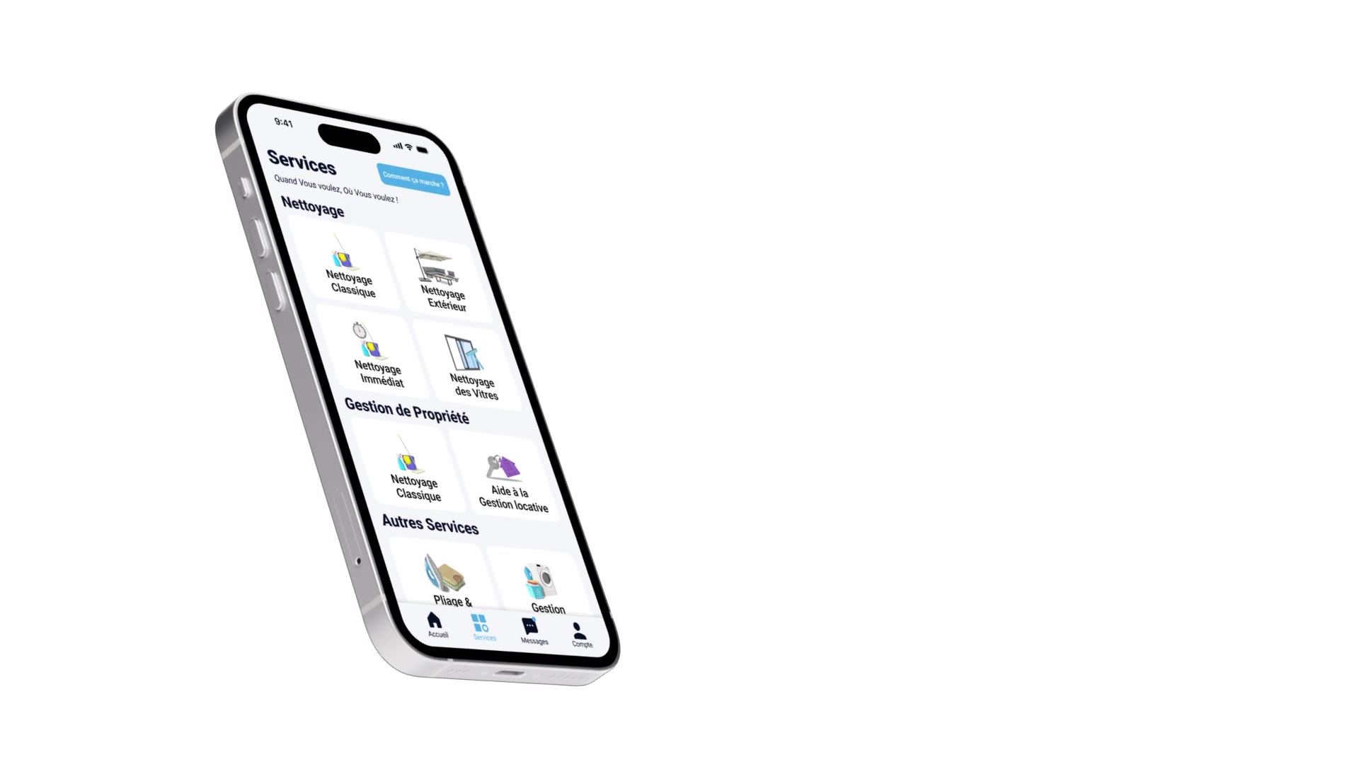 Les services proposés dans l’application